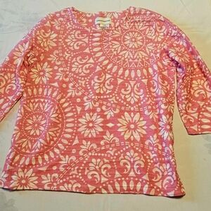 Alfred Dunner Women's 3/4 Sleeve Blouse Size S, White And Pink